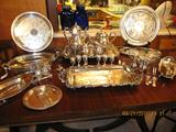 Silverplate incl. Wilcox 5 piece tea set, trays, etc.