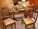 Vintage Duncan Phyfe mahogany dining table w/ 6 chairs