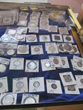 Large assortment of U S silver coins incl. rare 1800's large cents, Silver dollars, etc. & silver certificate currency incl. rare 1934 & 1935 A Hawaii
brown seal currency during World War II.