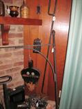 Antique iron fireplace tools, hooks, etc