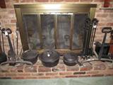 Cast iron andirons, cook pots
