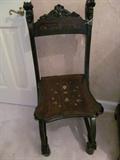 antique inlaid music chair