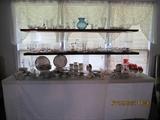 Elegant glassware incl. Fenton, Diamond Point w/ ruby rim, Mikasa "Hathaway" china (1987-95), pink depression glass, Fostoria "American", etc.