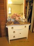 Vintage painted washstand w/ granite top (would be great to use in bathroom for sink/vanity)