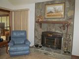 Immaculate blue leather recliner