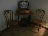 Bentwood chairs, Singer sewing machine base table