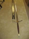 Scottish Claymore two-handed sword a la "Brave Heart" with tooled leather sheath