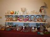 Waterford, Fenton cranberry opalescent hobnail vase & pitcher, bells
other crystal pieces (some with original boxes).