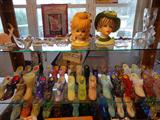 Fenton, Westmoreland, Kanawa, Kemple boots, vintage head vases incl. Napco, sterling jewelry & spoons