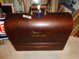 Antique Portable Singer Sewing Machine in case