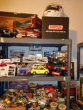 Diecast cars, Simpson "Street Shark" motorcycle helmet, etc