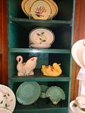 McCoy swan & duck, Jadeite swirl bowl & shell dishes