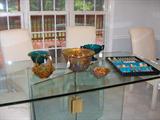 1970's vintage Carnival Glass Punch Bowl & Cups, Set of Silverplate flatware
