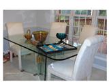 Modern Glass Table and 4 Parsons Chairs