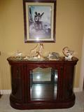 Glass front & mirrored credenza