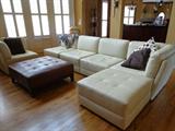 Leather sectional & ottoman
