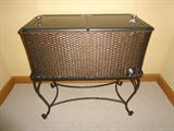 Outdoor rattan cooler on stand