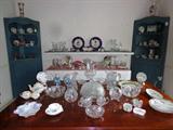 Brillian cut glass, german porcelain, Limoges porcelain, cup & saucer sets, leaded crystal items