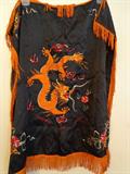 vintage embroidered fringed scarf