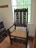 Antique Throne Chair-Heavily Carved early 1800's.