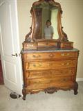 Early & Rare Marble Top Carousel French Country Dresser with pony head carved Detail