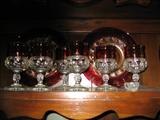Ruby Flash Thumbprint goblets & plates.
