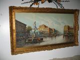 Large Guilded Frame, Oil on Canvas, French City