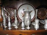 Many pieces of a Pewter Collection.