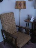 Nice old Oak Morris Chair
with nice standing lamp.