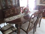 Mahogany Dining Room Set with tables, 2 leaves, pads and 6 chairs