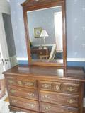 Dresser with Mirror goes with Bassett Full Size Bedroom Set