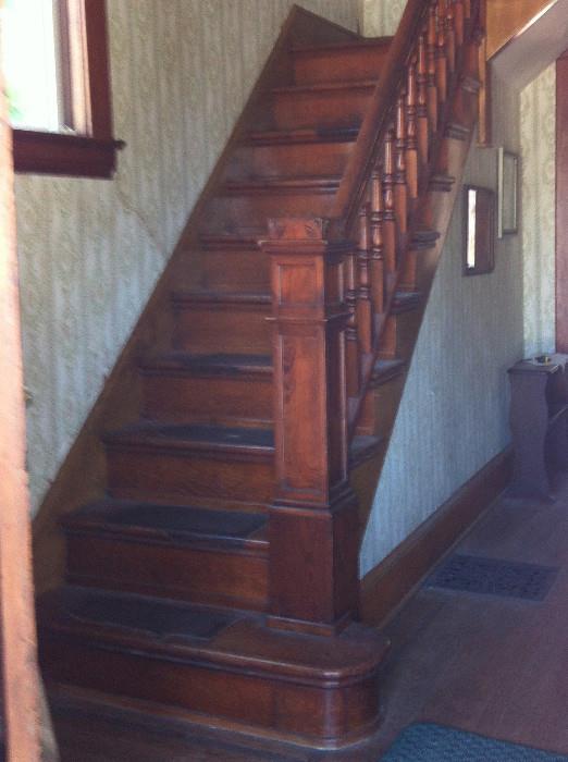 Stairway in Damm House, items upstairs!