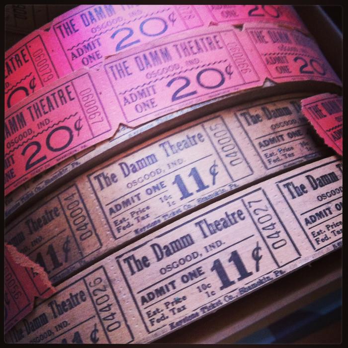 Vintage Rolls of Damm Theatre Tickets, notice the prices!