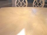 Pedestal base Dining Room Table and chairs, VillaDomain, by Century.  6 side chairs and 2 arm chairs.  Table has one leaf.