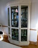Ash China/Curio Cabinet, VillaDomain, by Century.  Glass shelves, double paned beveled glass doors, lighted, brass hardware.
