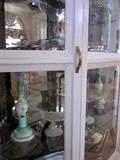Ash China/Curio Cabinet, VillaDomain, by Century.  Glass shelves, double paned beveled glass doors, lighted, brass hardware.