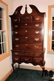 Extra large, high boy chest, 9 drawers, brass hardware by Manor house.  Separates into two pieces.