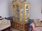 Gold French style china cabinet