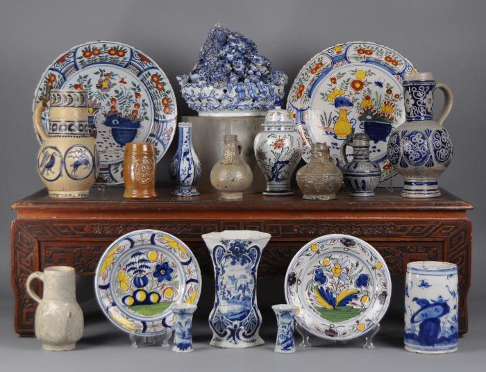 Antique 15th through the 18th century ceramics stoneware and delft