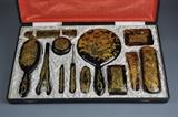 Antique Chinese Tortoiseshell with Dragons Dressing Set