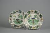 Antique Chinese famille verte plates.
