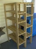 2 sets wood shelves ~5' tall