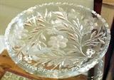 ANTIQUE ETCHED AND CUT CRYSTAL LARGE BOWL