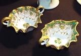 ANTIQUE NIPPON HANDPAINTED WITH RUFFLED EDGE SUGAR AND CREAMER