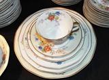 DETAIL OF ANTIQUE THEODORE HAVILAND LIMOGES FRANCE "JEWEL" PORCELAIN DINNERWARE SERVICE FOR 12