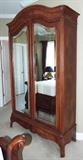 ANTIQUE FRENCH MIRRORED DOORS ARMOIRE