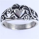 Estate James Avery sterling silver heart & flower ring: size 8, 3.7 gms