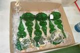 Box Lot-Green Glass Ornaments