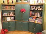 Entertainment center with book shelves downstairs