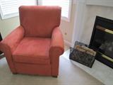 Sunset colored ultra suede living room chair (one of two)